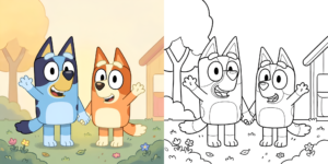 Coloriage Bluey et Bingo ft