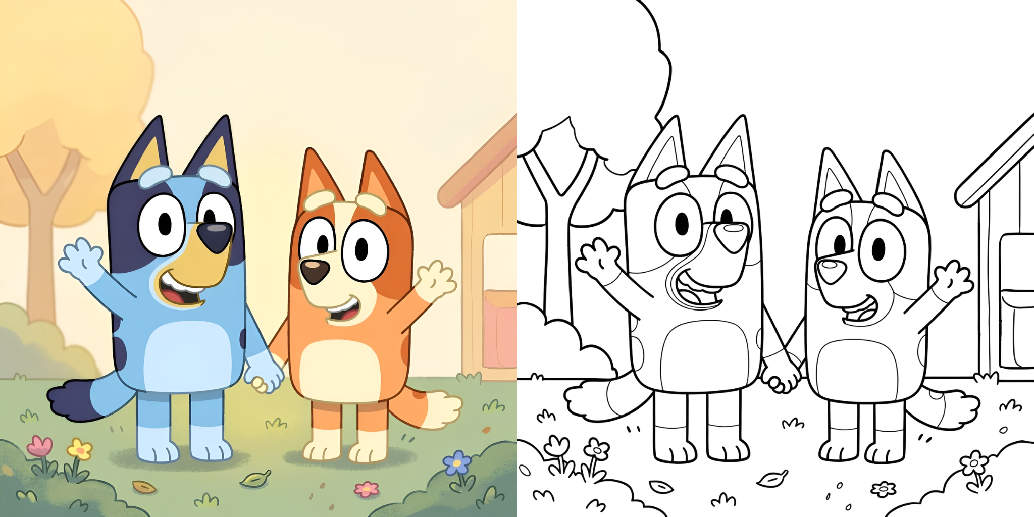 Coloriage Bluey et Bingo ft