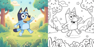 Coloriage Bluey ft