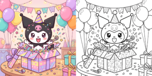 Coloriage Kuromi Anniversaire ft