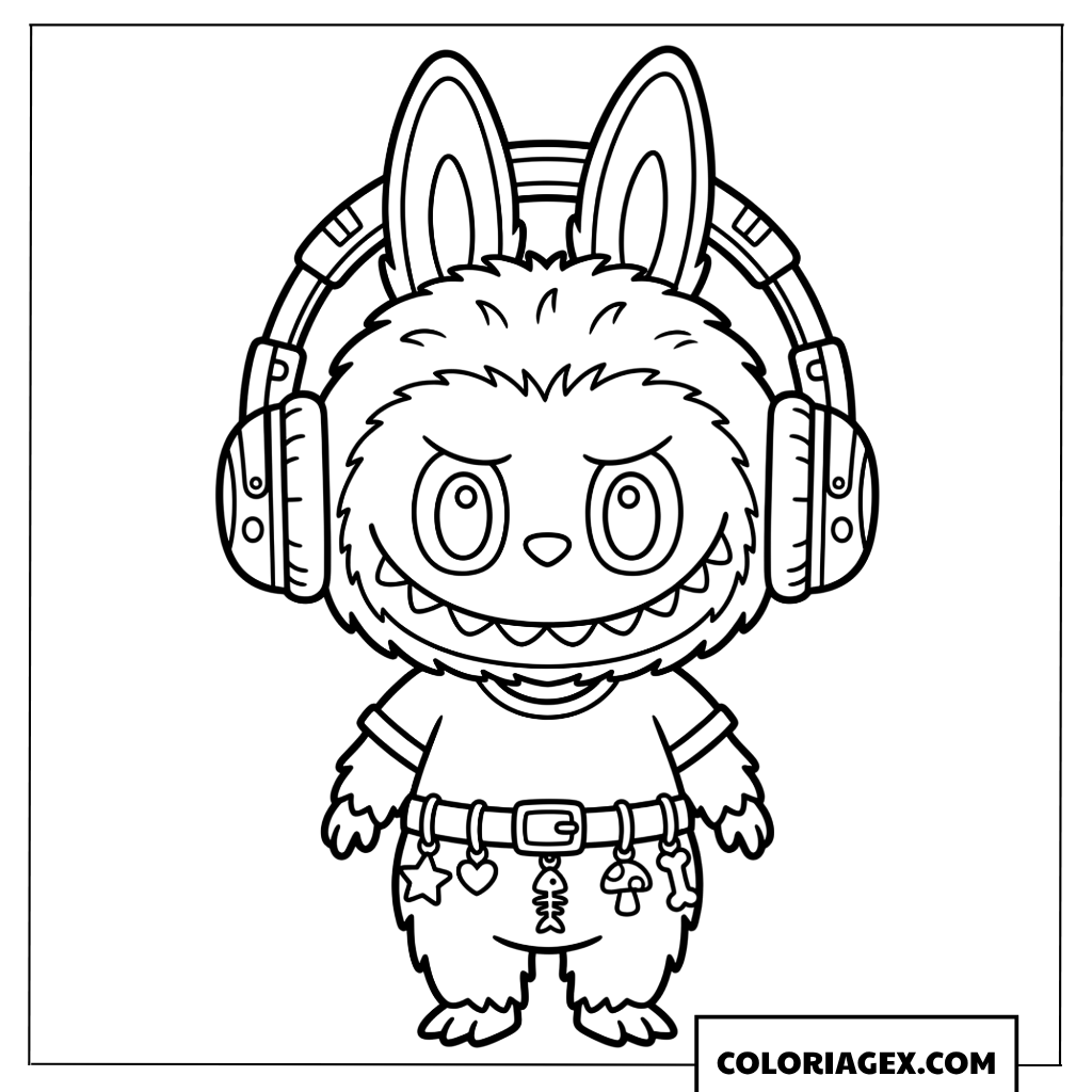 Coloriage Labubu Cute avec casque