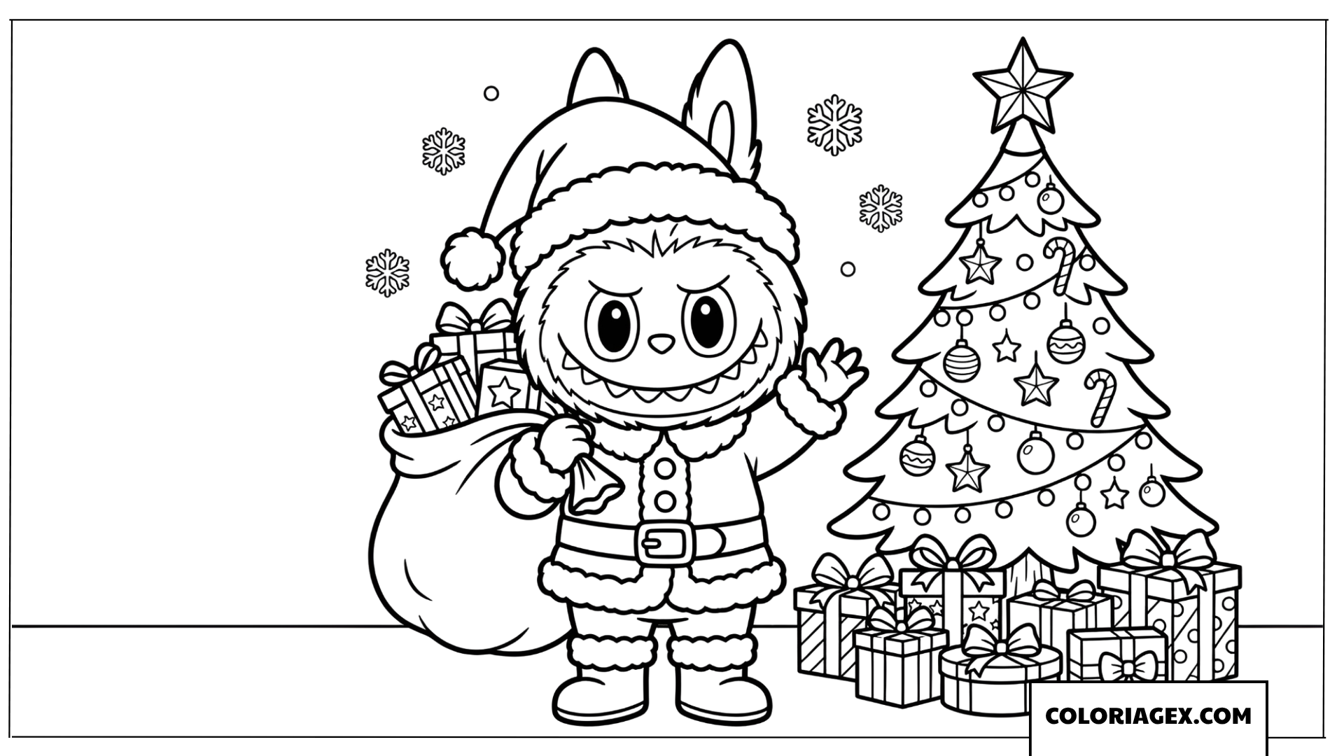 Coloriage Labubu Joyeux Noël