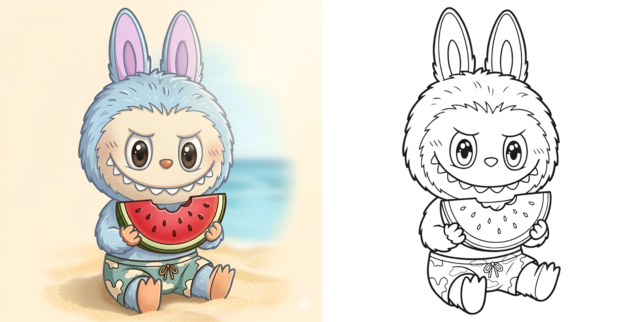 Coloriage Labubu Thèmes de Vacances ft