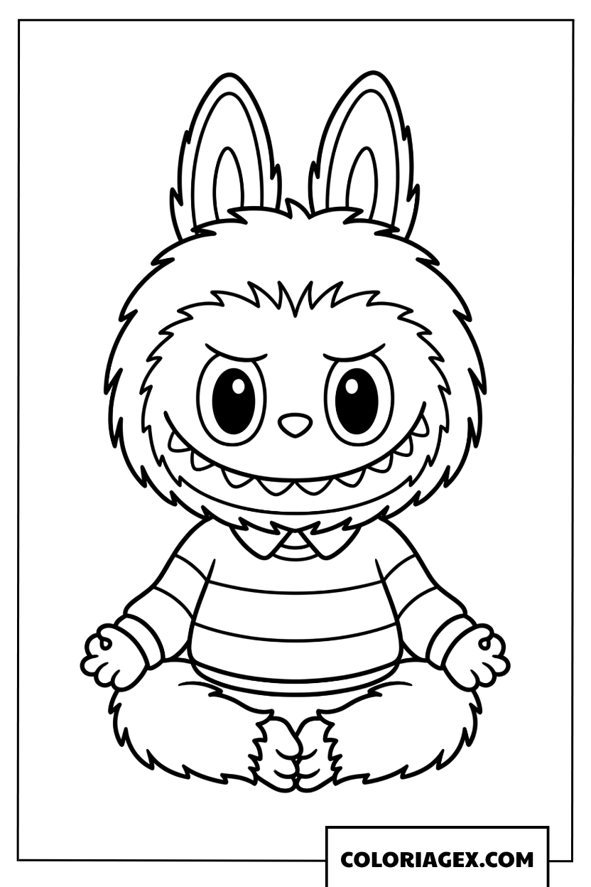 Coloriage Labubu assis sagement
