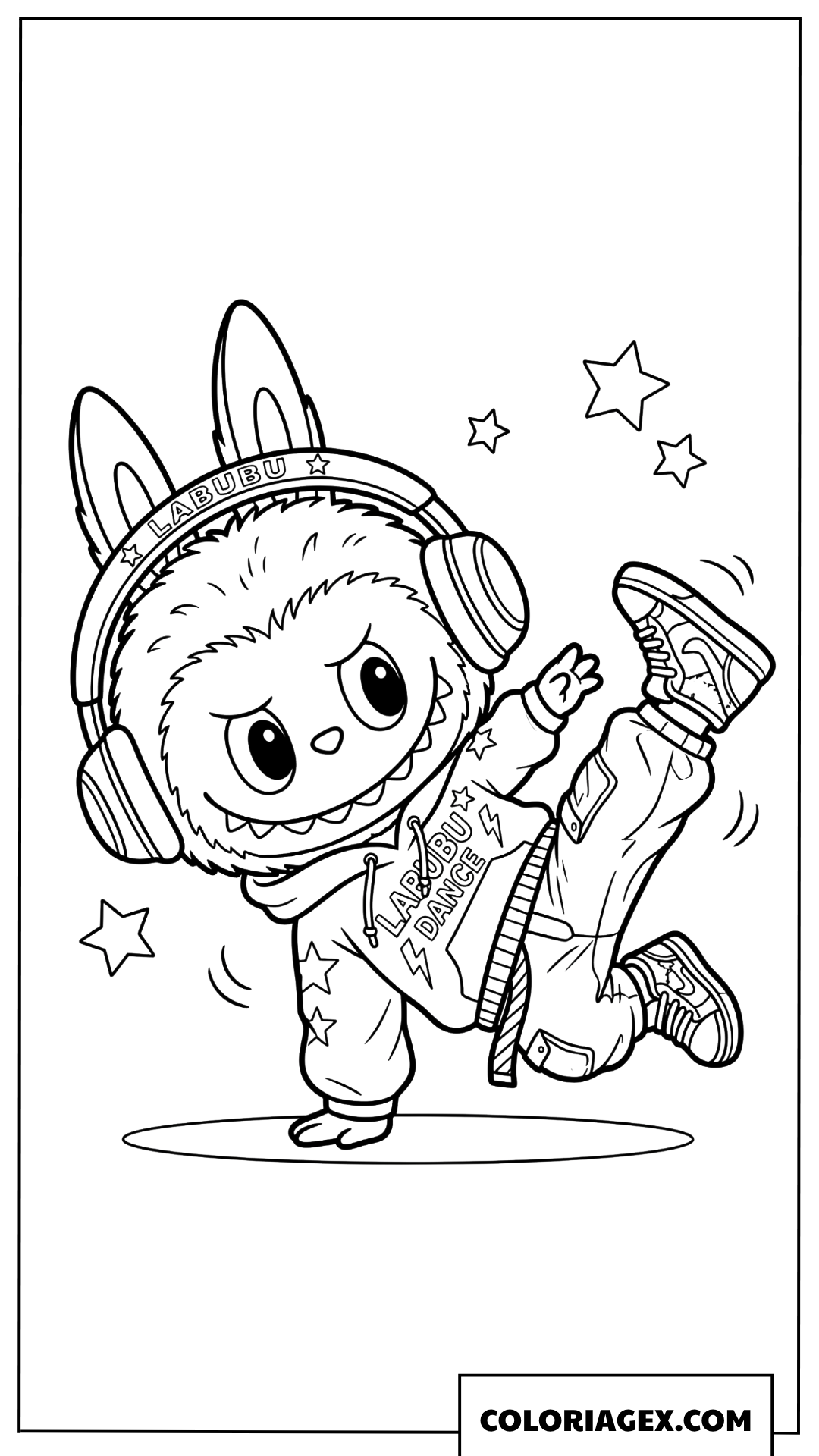 Coloriage Labubu danse hip hop avec style