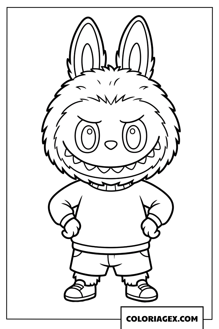 Coloriage Labubu debout et fier à colorier