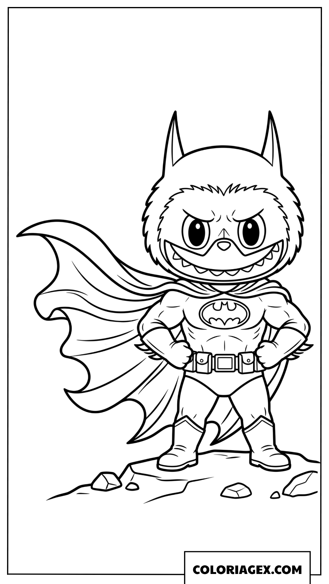 Coloriage Labubu deguise en super heros Batman
