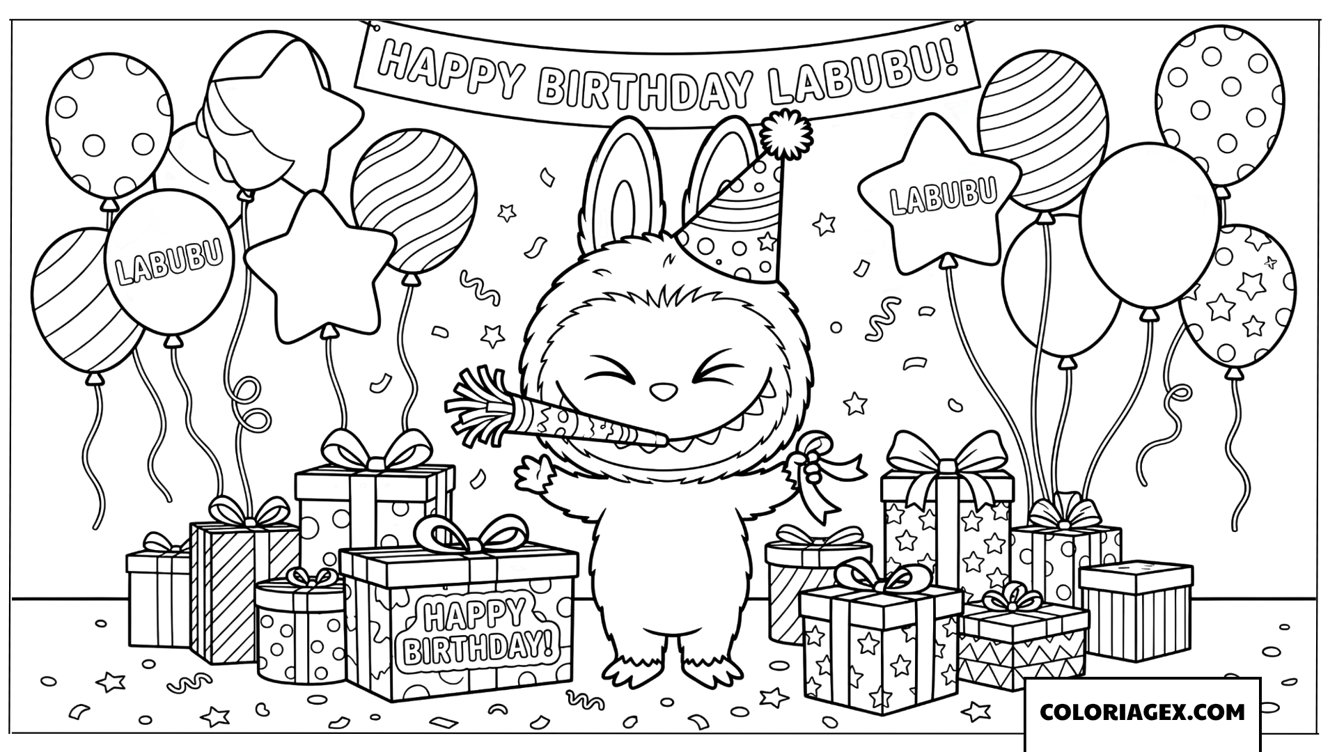 Coloriage Labubu fete son anniversaire