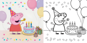 Coloriage Peppa Pig Anniversaires ft