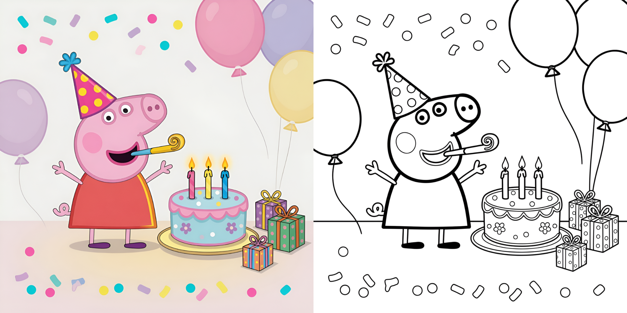 Coloriage Peppa Pig Anniversaires ft