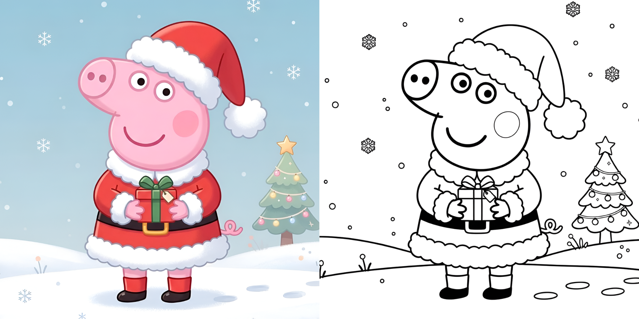 Coloriage Peppa Pig Noël ft