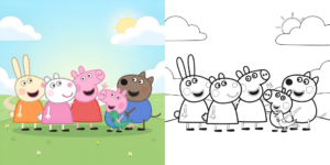 Coloriage Peppa Pig avec ses amis ft
