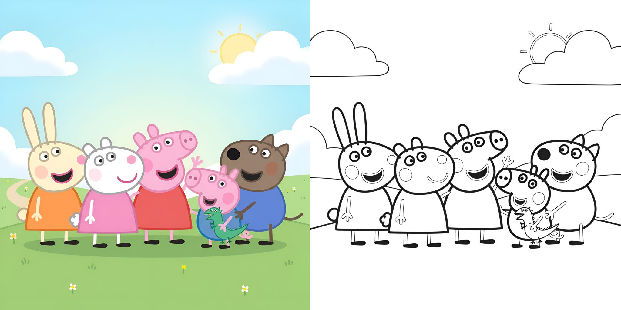 Coloriage Peppa Pig avec ses amis ft