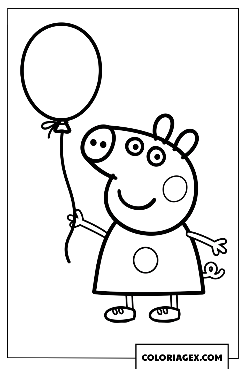 Coloriage Peppa Pig avec un ballon rond
