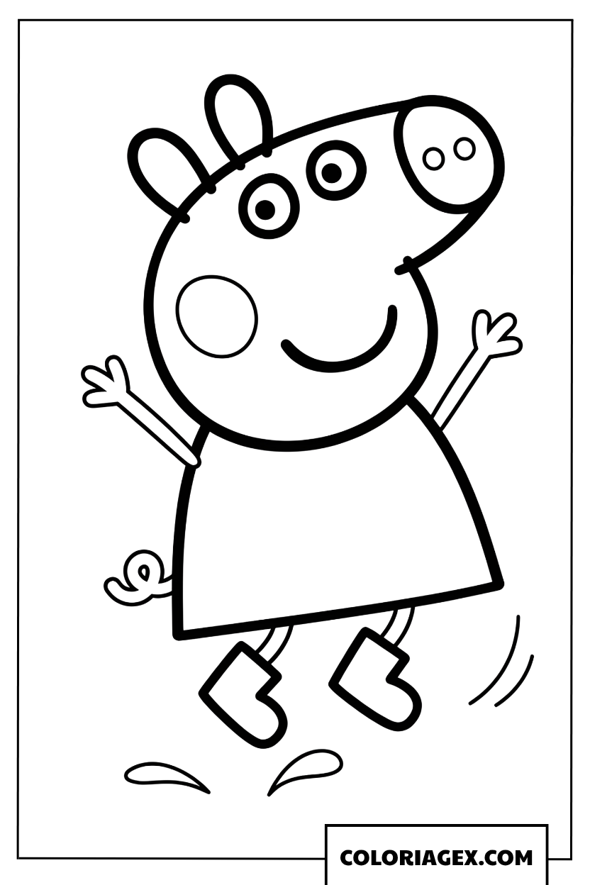 Coloriage Peppa Pig qui saute joyeusement