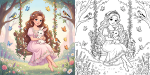 ft - Coloriage Princesse avec Animaux ft