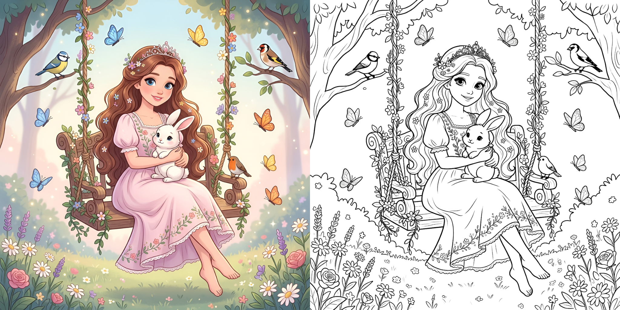 ft - Coloriage Princesse avec Animaux ft