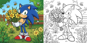 Coloriage Sonic à thème pour les saisons ft