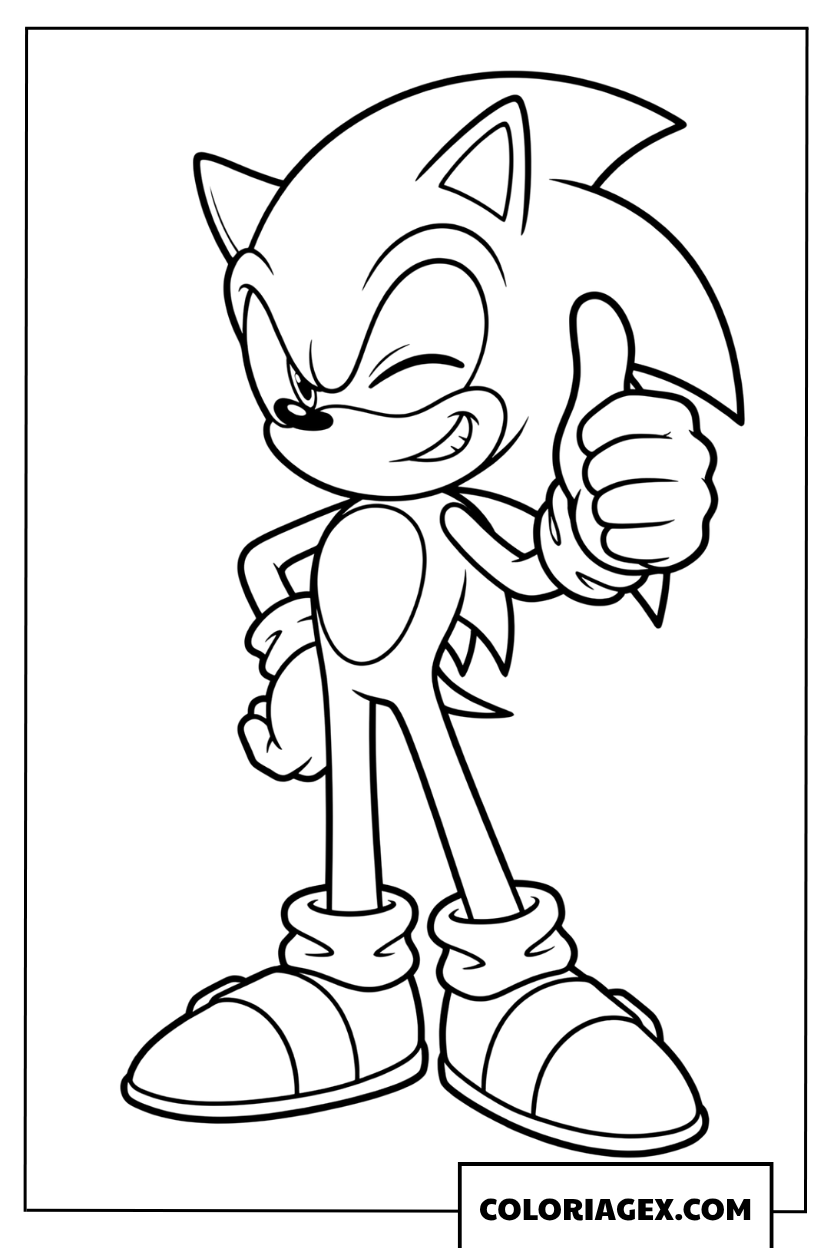 Coloriage Sonic clin doeil avec pouce leve