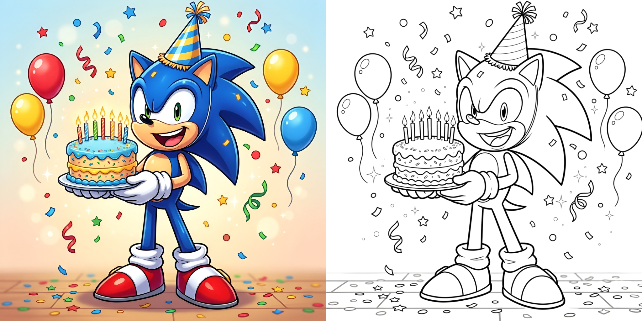 Coloriage Sonic pour les Anniversaires ft