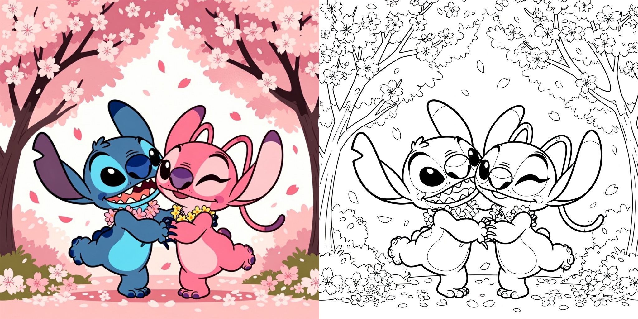 Coloriage Stitch et Angel ft