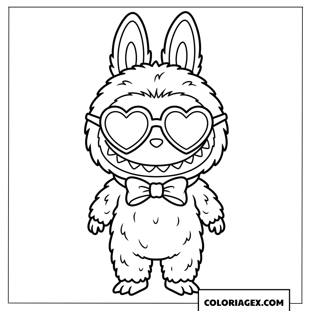 Dessin Labubu avec lunettes coeur