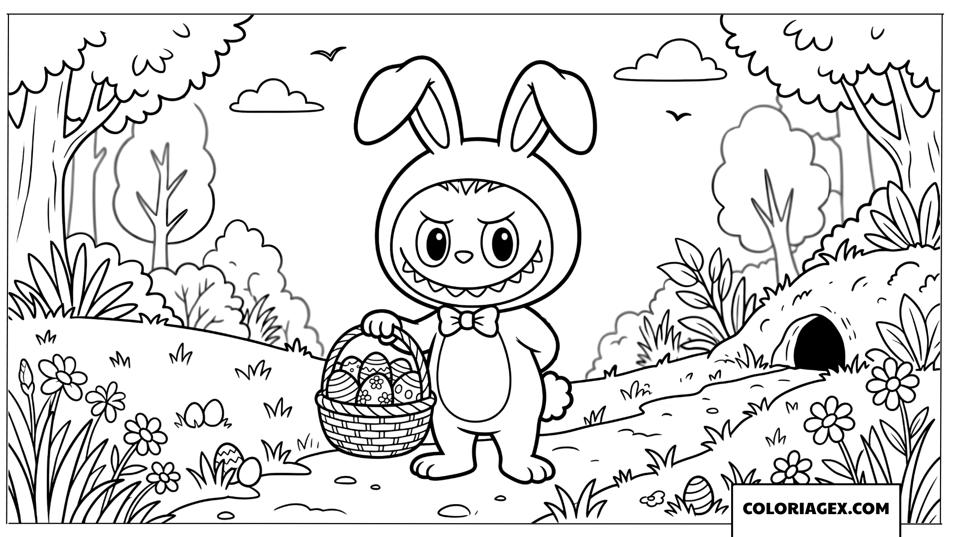 Dessin Labubu costume de lapin de Paques