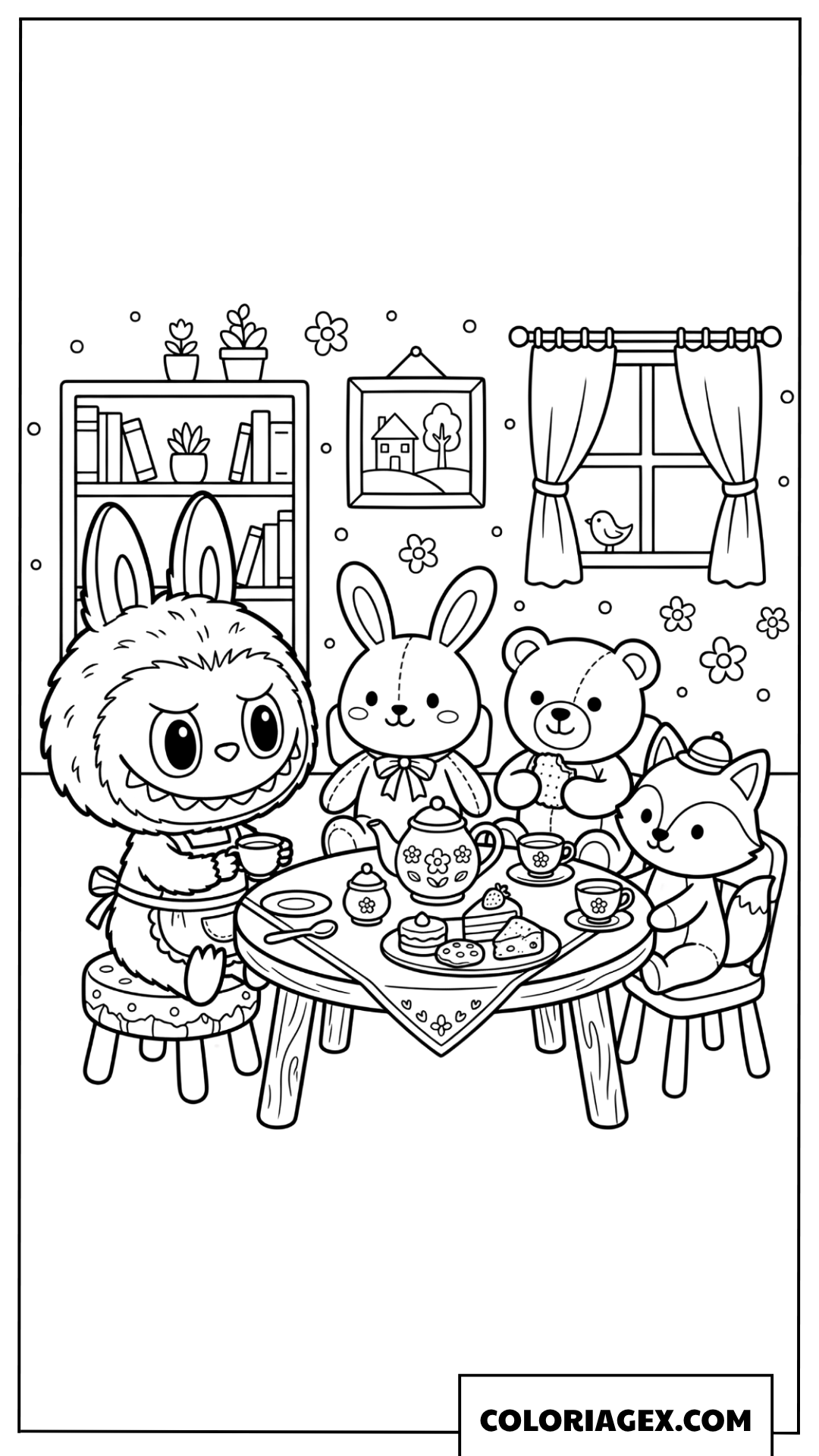 Dessin Labubu profite d une fete du the