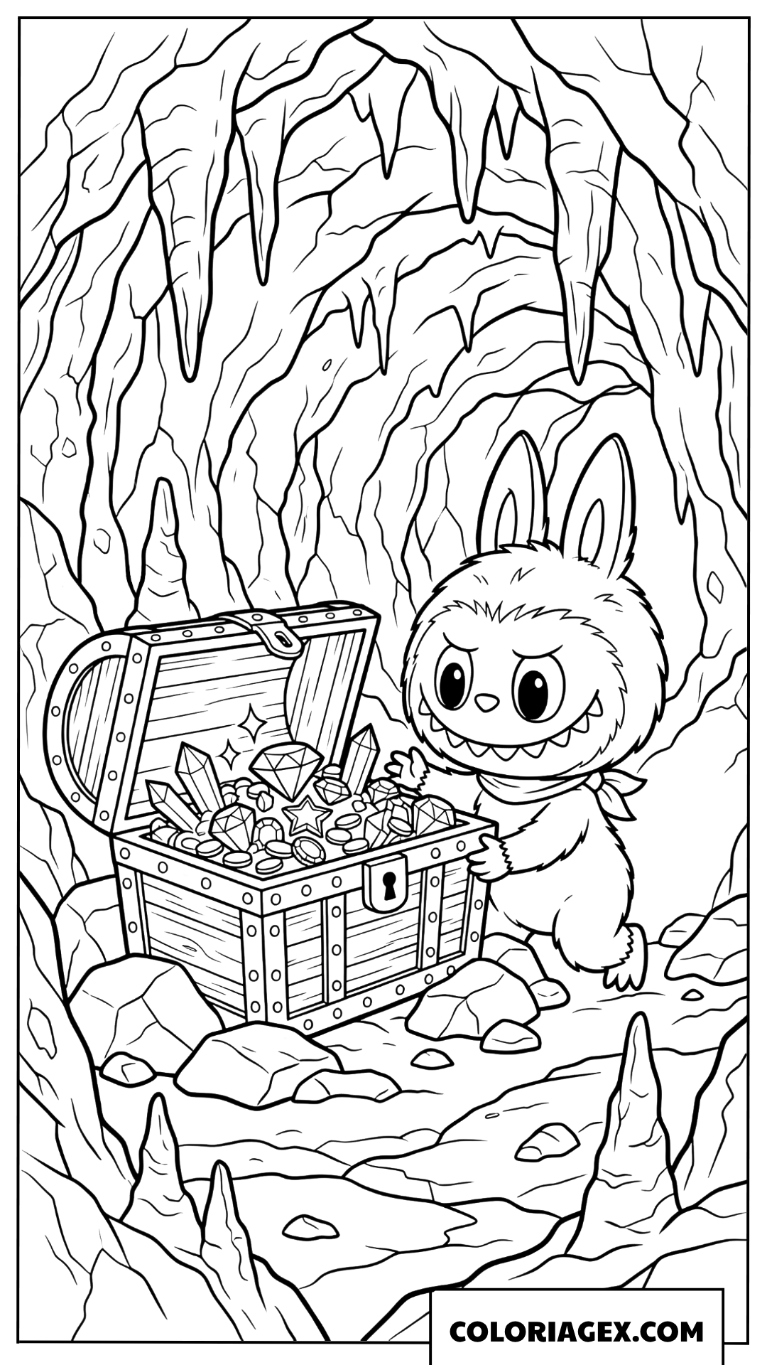 Dessin Labubu trouve un tresor