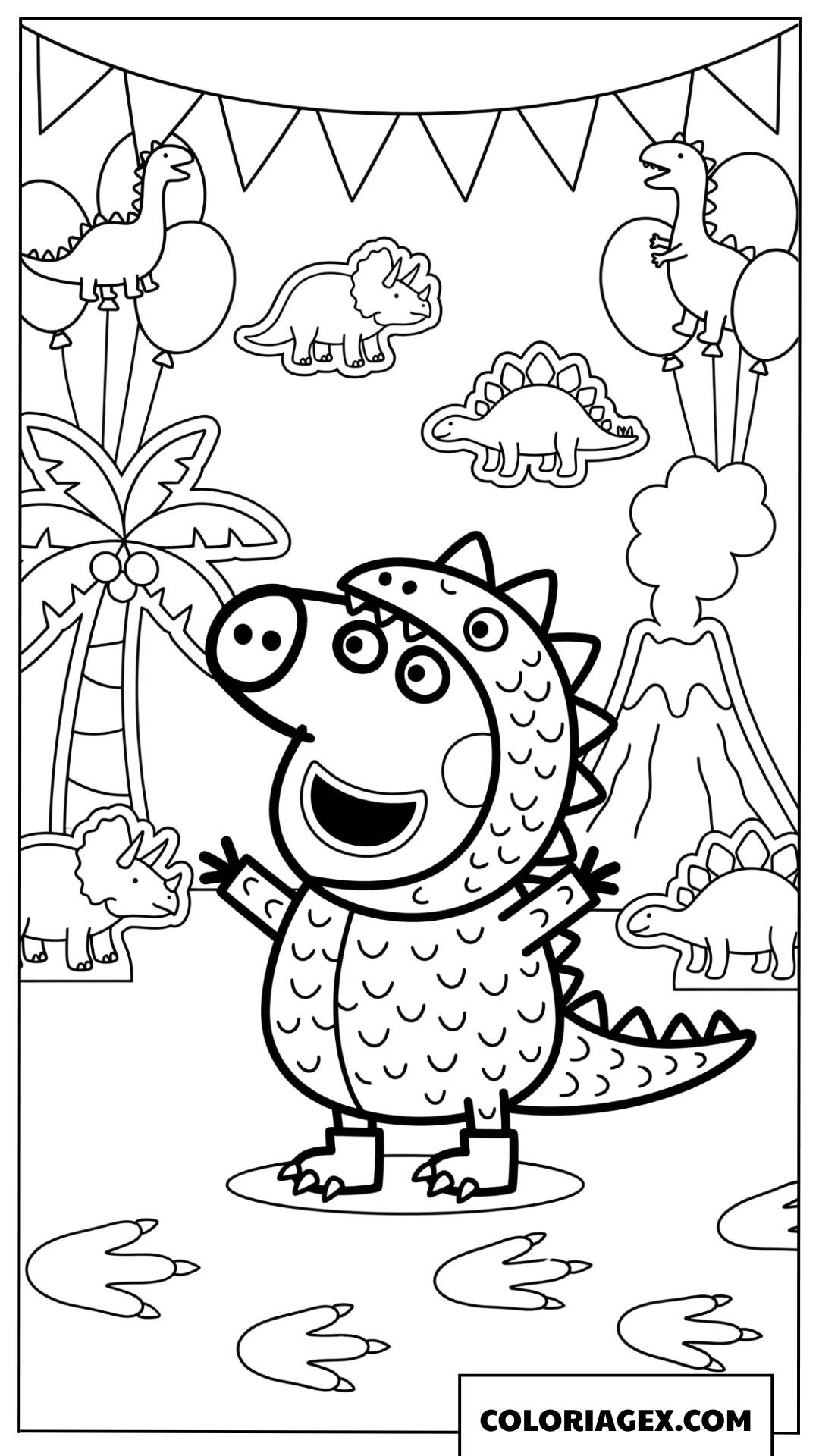 Dessin Peppa Pig costume dinosaure fete anniversaire