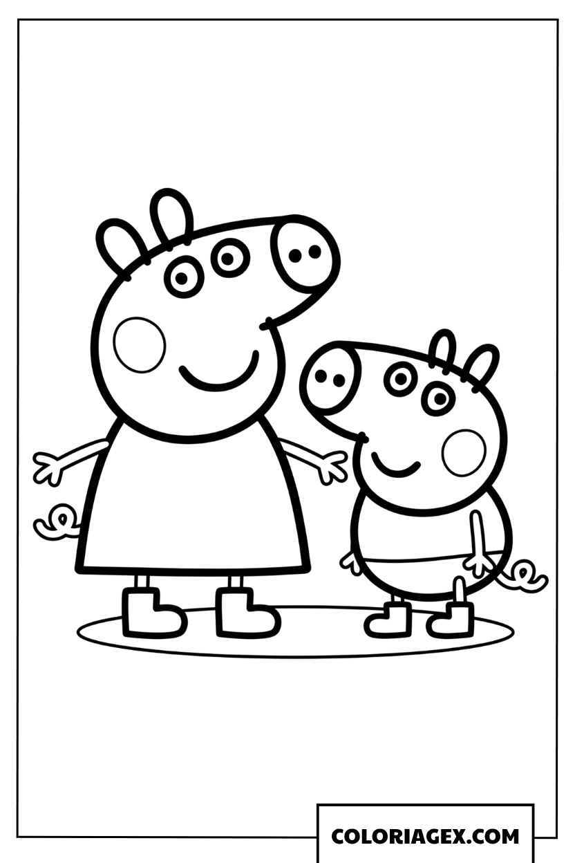 Dessin Peppa Pig et George cote a cote