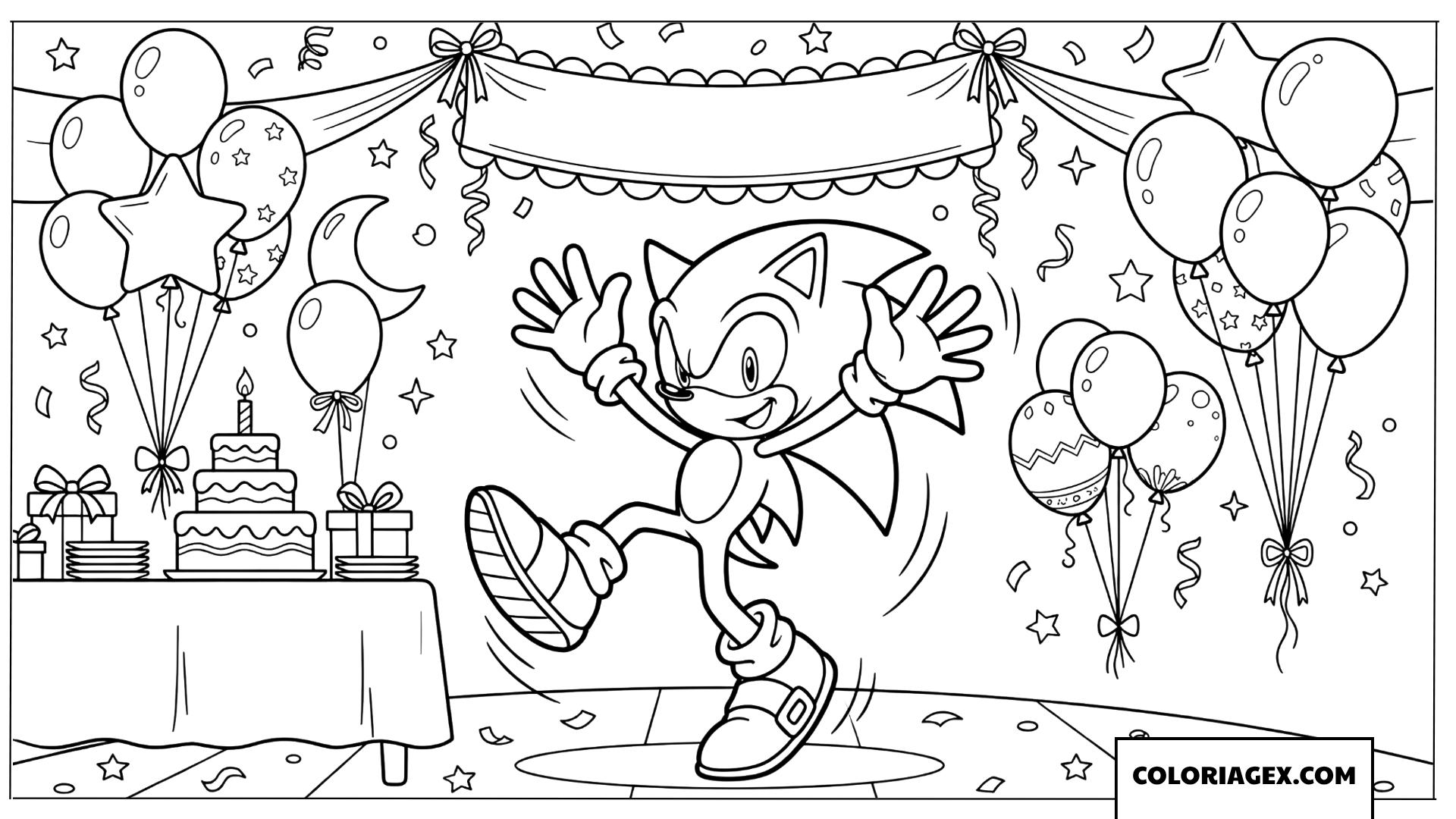 Dessin Sonic dansant a une fete danniversaire
