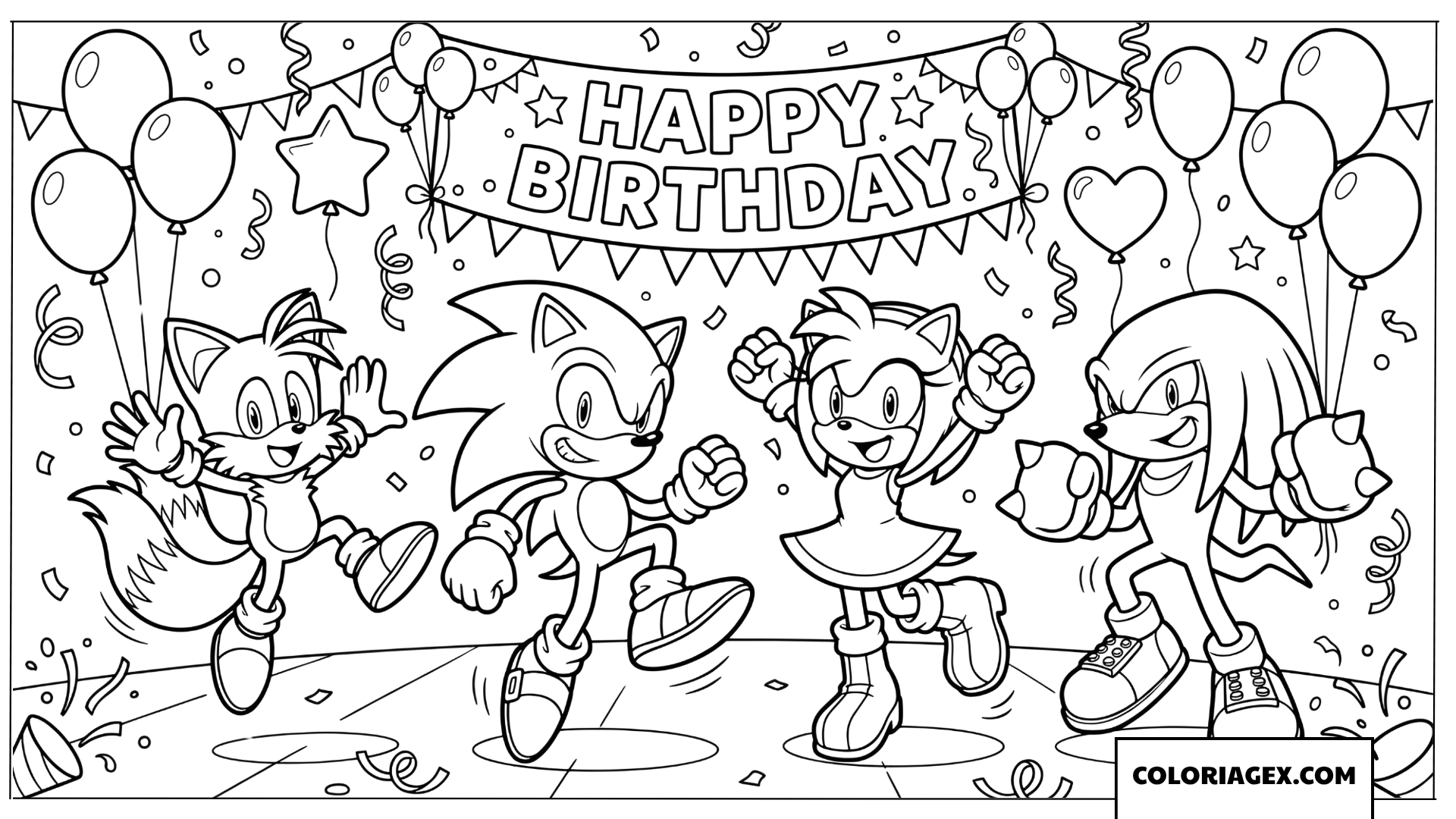 Dessin Sonic et ses amis fetent son anniversaire