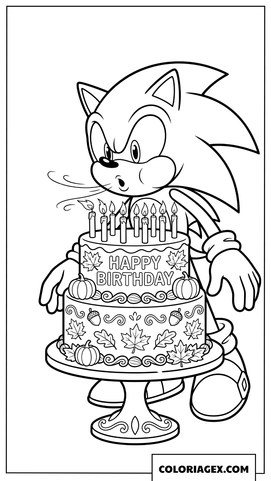 Dessin Sonic souffle les bougies danniversaire en automne