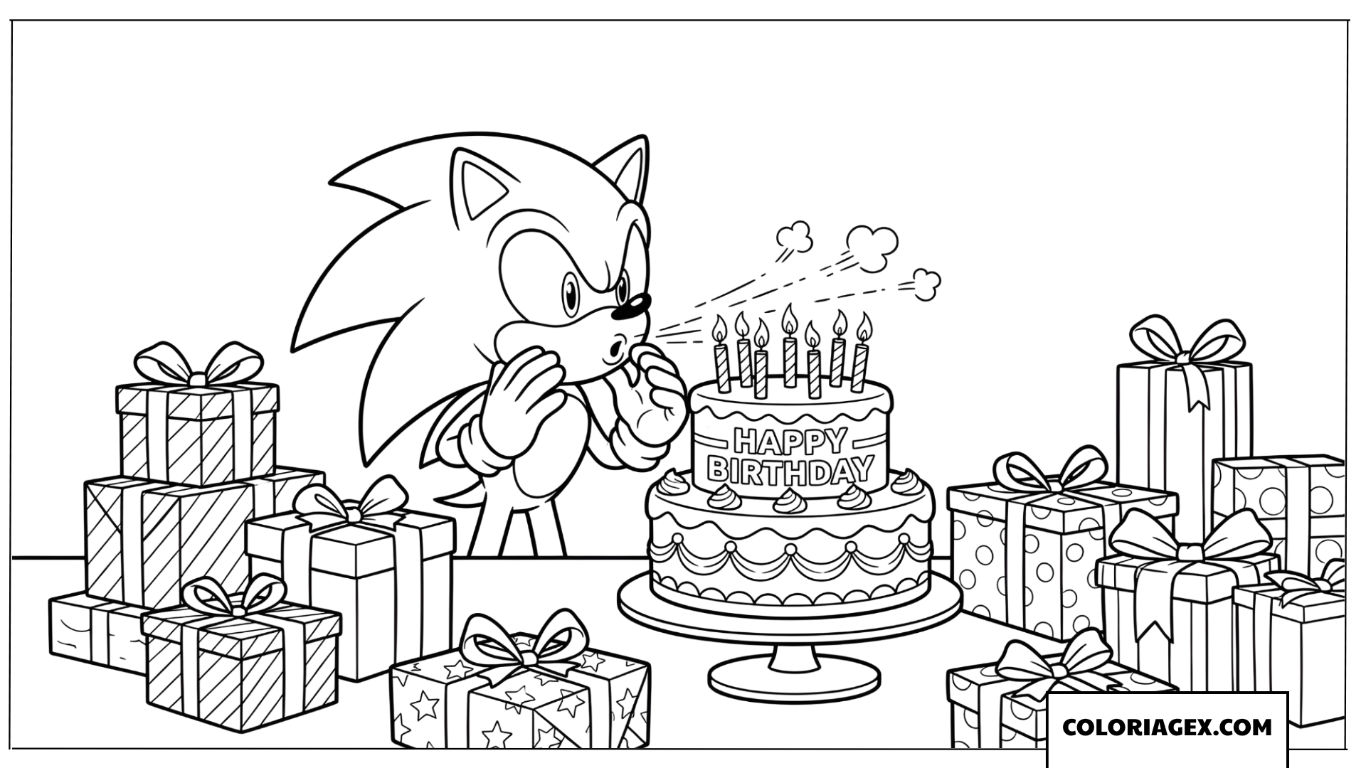 Dessin Sonic souffle les bougies danniversaire