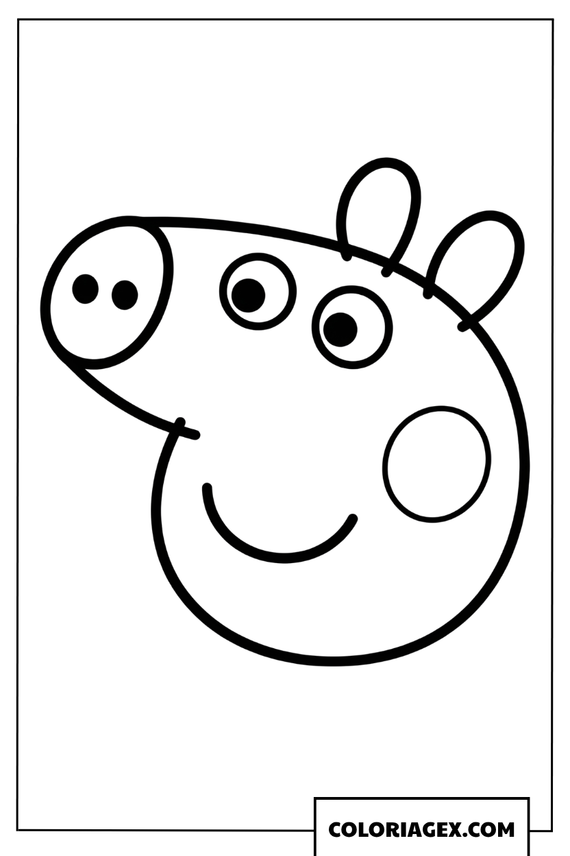 Dessin visage simple de Peppa Pig souriante