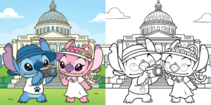 coloriage stitch et angel pour l’été ft