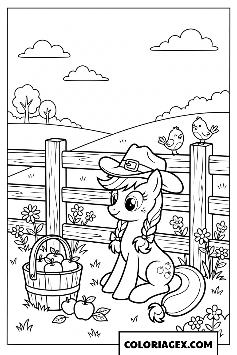 Coloriage Applejack au jardin