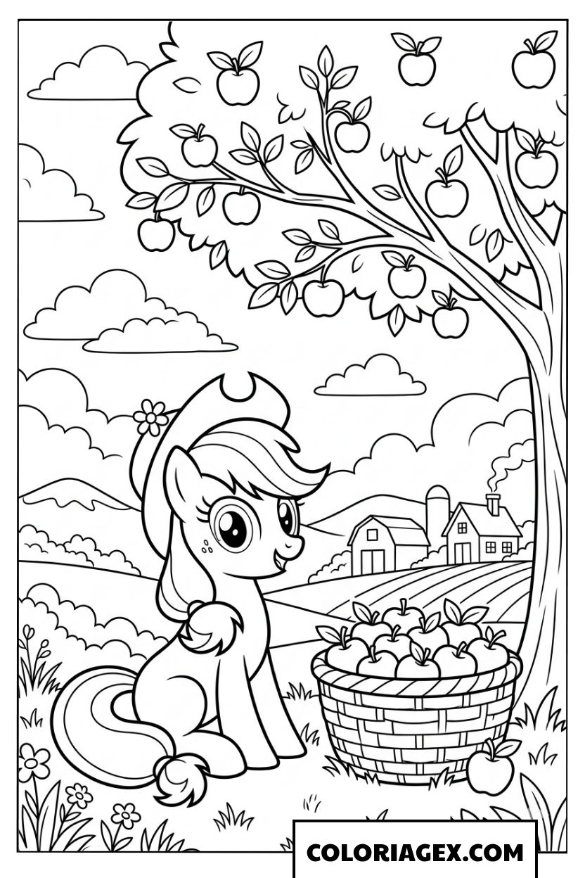 Coloriage Applejack et la récolte