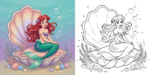 ft - Coloriage Ariel la Petite Sirène ft