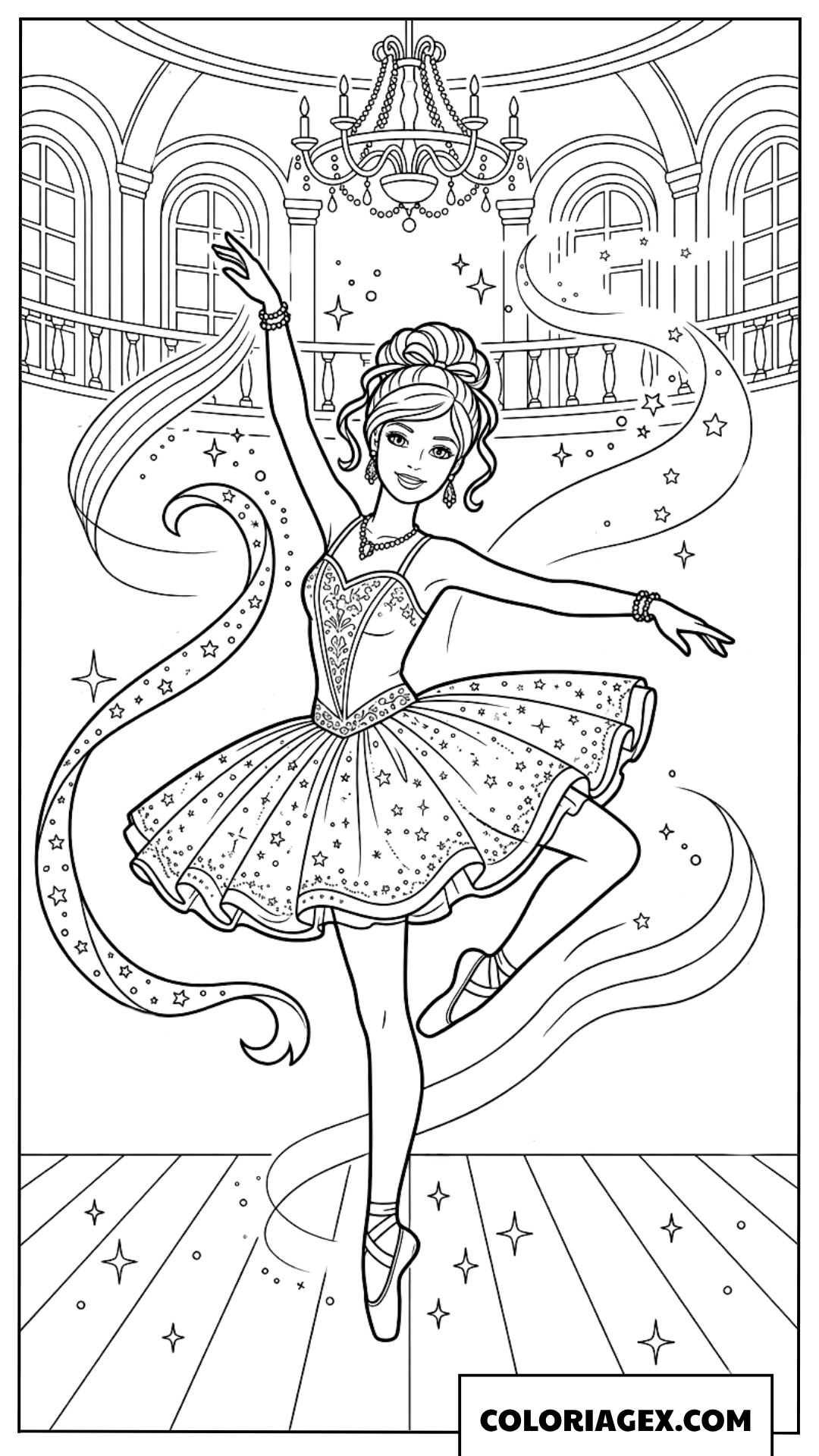 Coloriage Barbie et sa danse classique au ruban