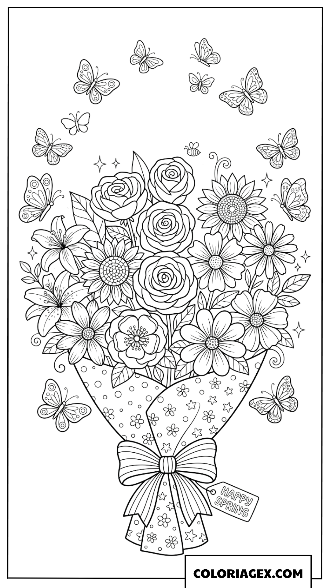 Coloriage Bouquet Cadeau du Printemps