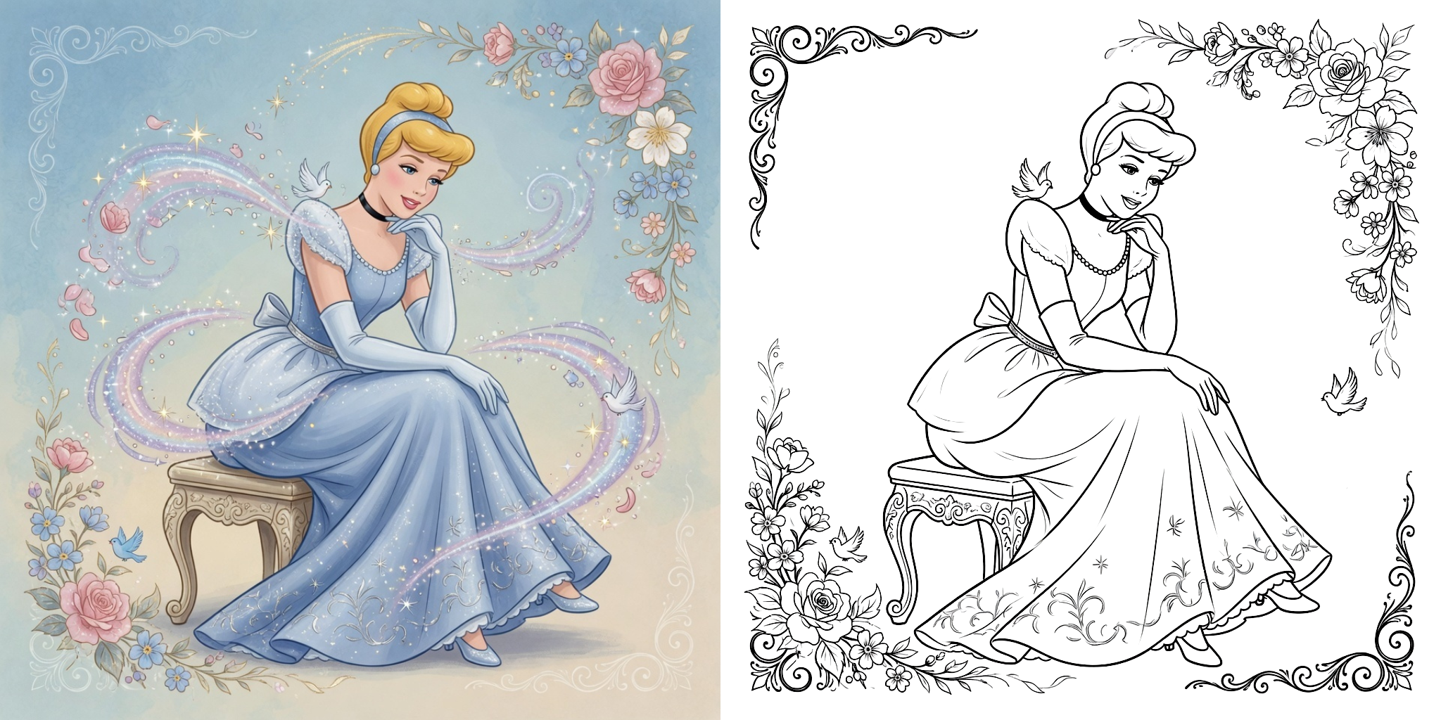 Coloriage Cendrillon ft - Coloriage Cendrillon ft