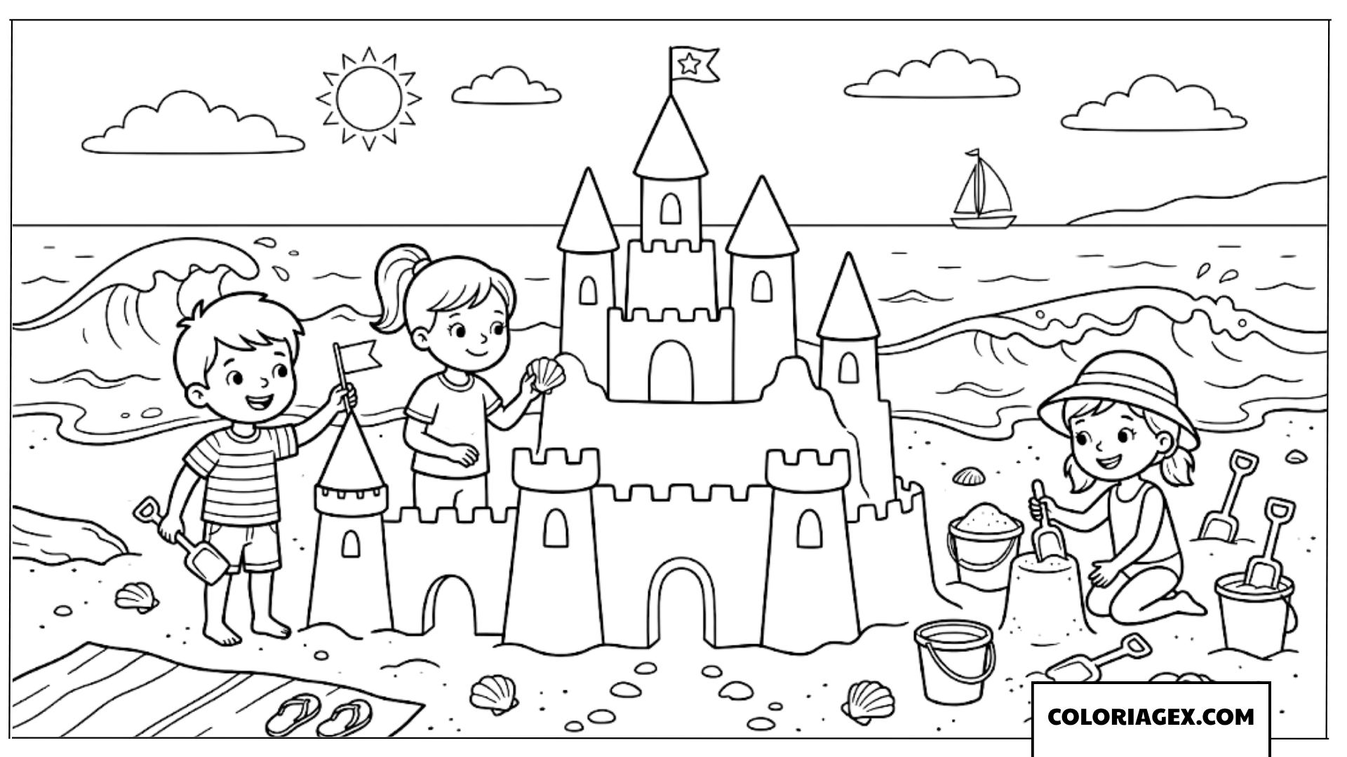 Coloriage Château de sable géant
