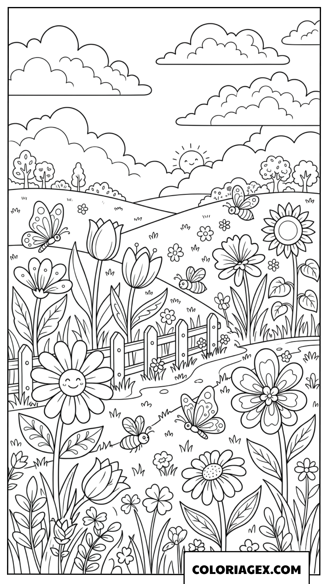 Coloriage Chemin Fleuri Romantique