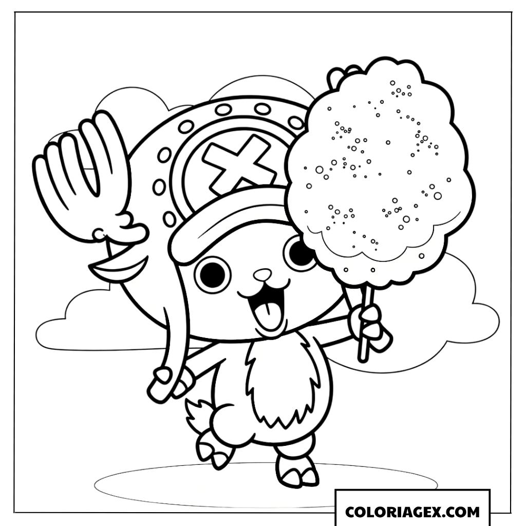Coloriage Chopper et sa barbe à papa