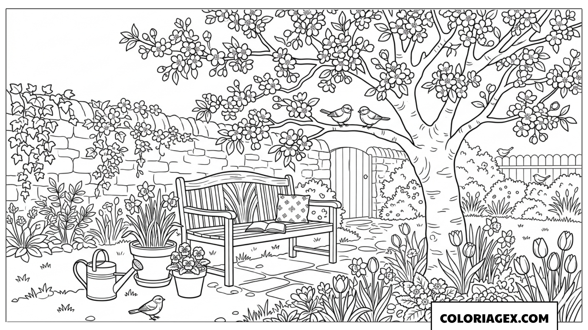 Coloriage Coin Jardin Relaxant