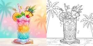 ft - Coloriage Été Cocktails et Boissons ft