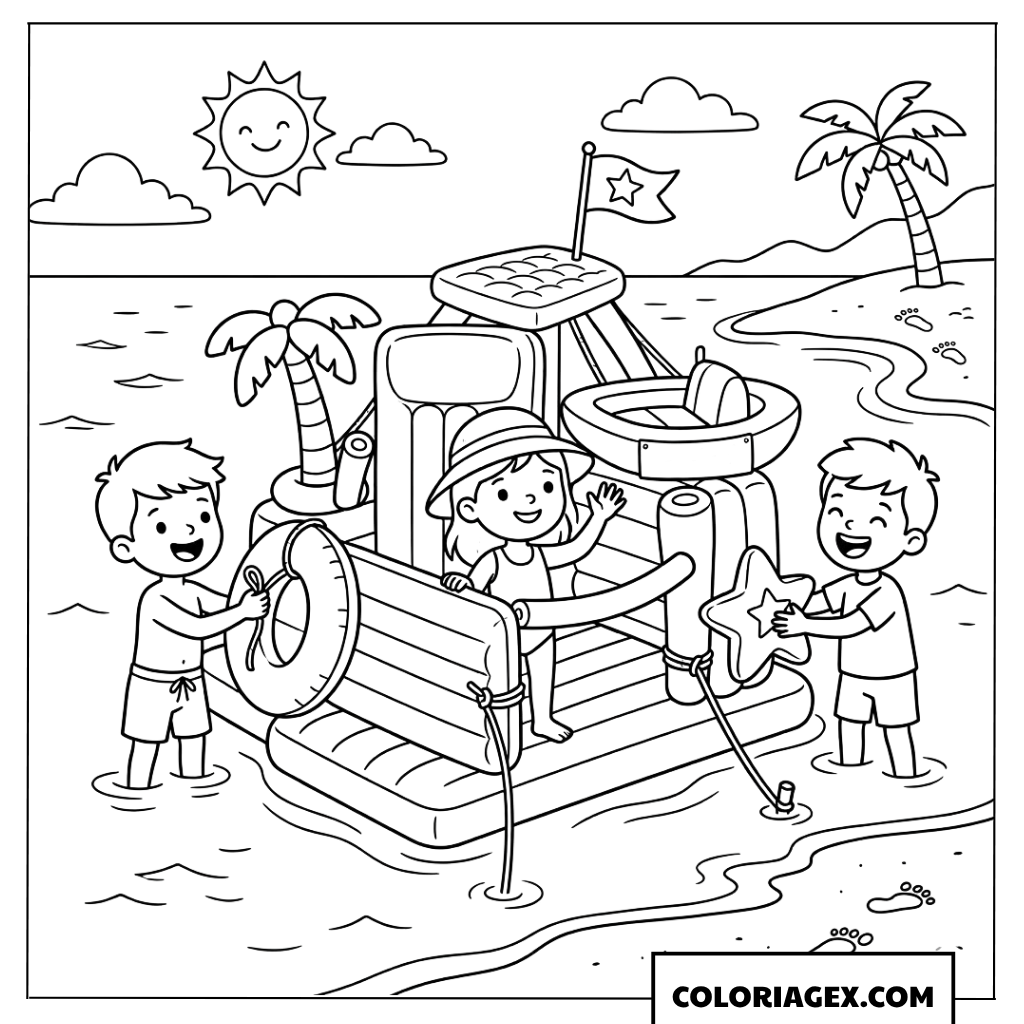 Coloriage Île gonflable amusante