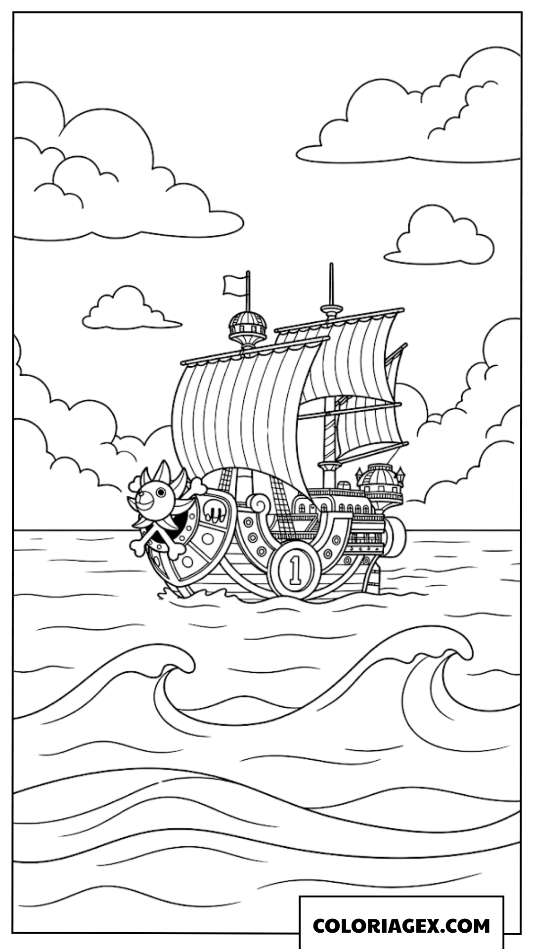 Coloriage Le navire Thousand Sunny de l’équipage de Luffy